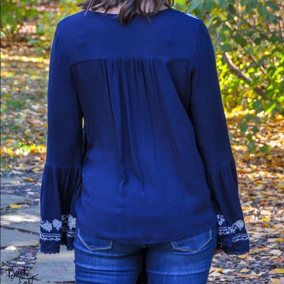 Front Tie Embroidered Top - Picture 3 of 4